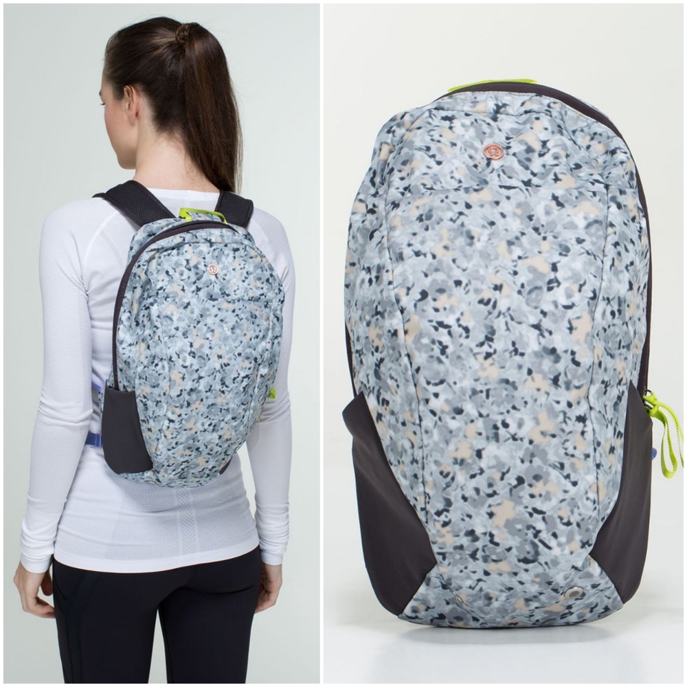 Rare Lululemon Run From Work Backpack Not So Petit Fleur Silver Spoon Camo